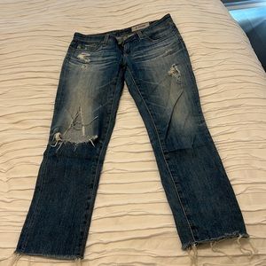 WOMENS AG jeans the stilt crop cigarette crop ripped jeans in 26